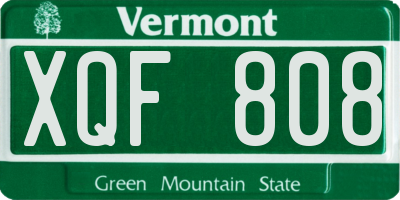 VT license plate XQF808