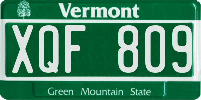 VT license plate XQF809