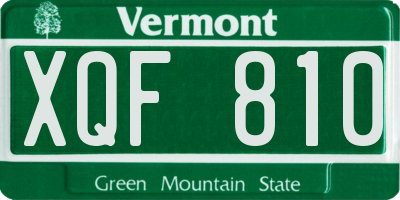 VT license plate XQF810