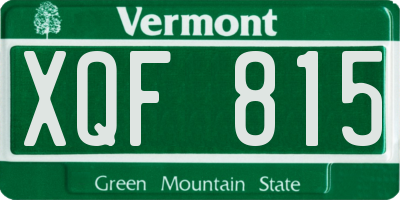 VT license plate XQF815