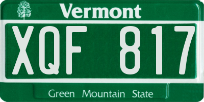 VT license plate XQF817