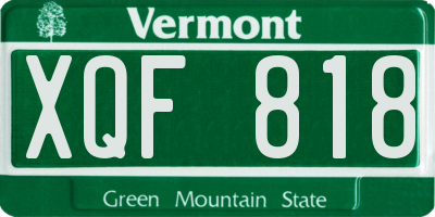 VT license plate XQF818