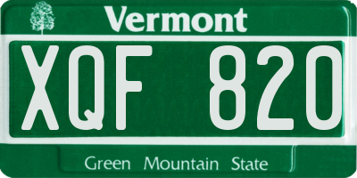 VT license plate XQF820