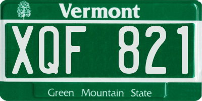 VT license plate XQF821