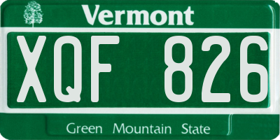 VT license plate XQF826
