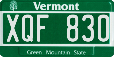 VT license plate XQF830