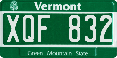 VT license plate XQF832