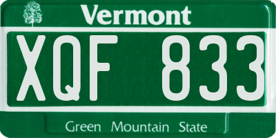 VT license plate XQF833
