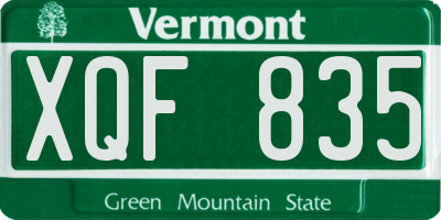 VT license plate XQF835