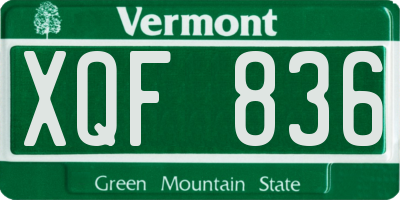 VT license plate XQF836