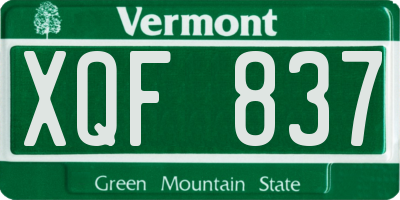 VT license plate XQF837