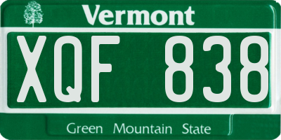 VT license plate XQF838