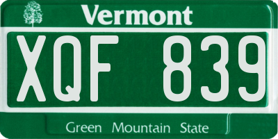 VT license plate XQF839