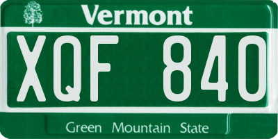 VT license plate XQF840