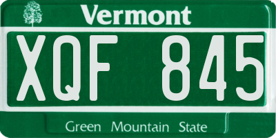VT license plate XQF845