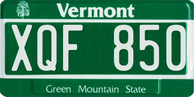 VT license plate XQF850