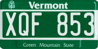 VT license plate XQF853