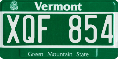 VT license plate XQF854