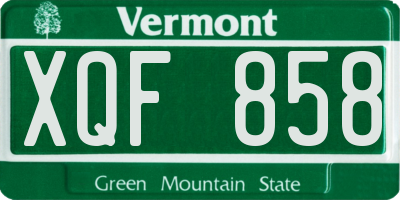 VT license plate XQF858