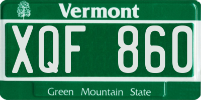 VT license plate XQF860