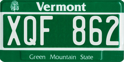 VT license plate XQF862