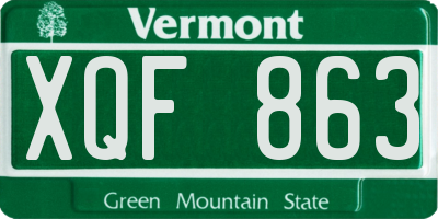 VT license plate XQF863