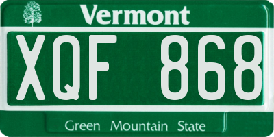 VT license plate XQF868