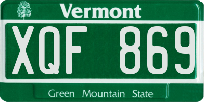 VT license plate XQF869