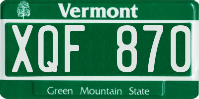 VT license plate XQF870