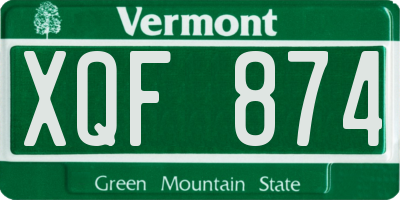 VT license plate XQF874