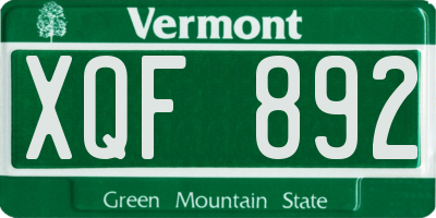 VT license plate XQF892