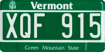 VT license plate XQF915