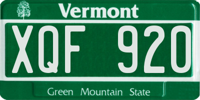 VT license plate XQF920