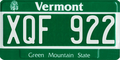 VT license plate XQF922
