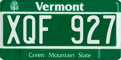 VT license plate XQF927