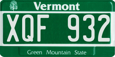 VT license plate XQF932