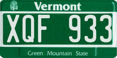VT license plate XQF933
