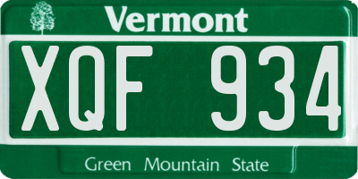 VT license plate XQF934