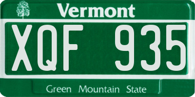 VT license plate XQF935