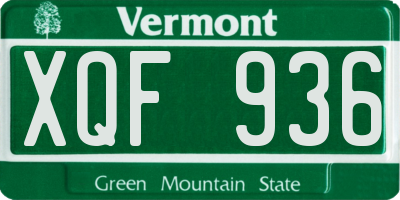 VT license plate XQF936