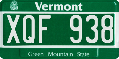 VT license plate XQF938