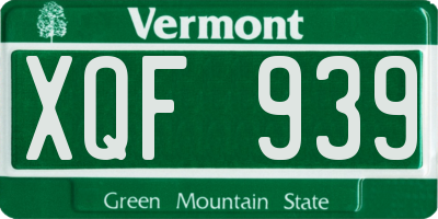 VT license plate XQF939