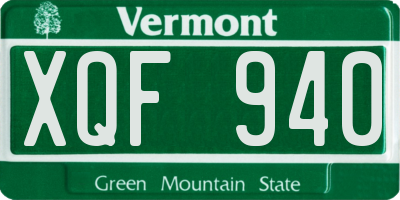 VT license plate XQF940
