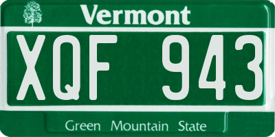 VT license plate XQF943