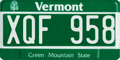 VT license plate XQF958