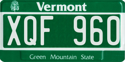 VT license plate XQF960