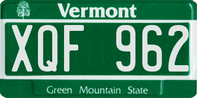 VT license plate XQF962