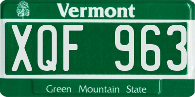 VT license plate XQF963