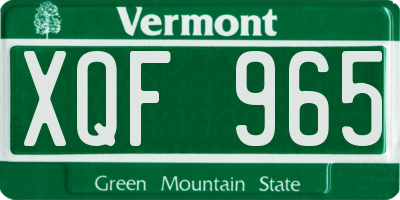 VT license plate XQF965