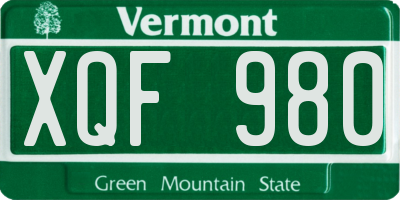 VT license plate XQF980